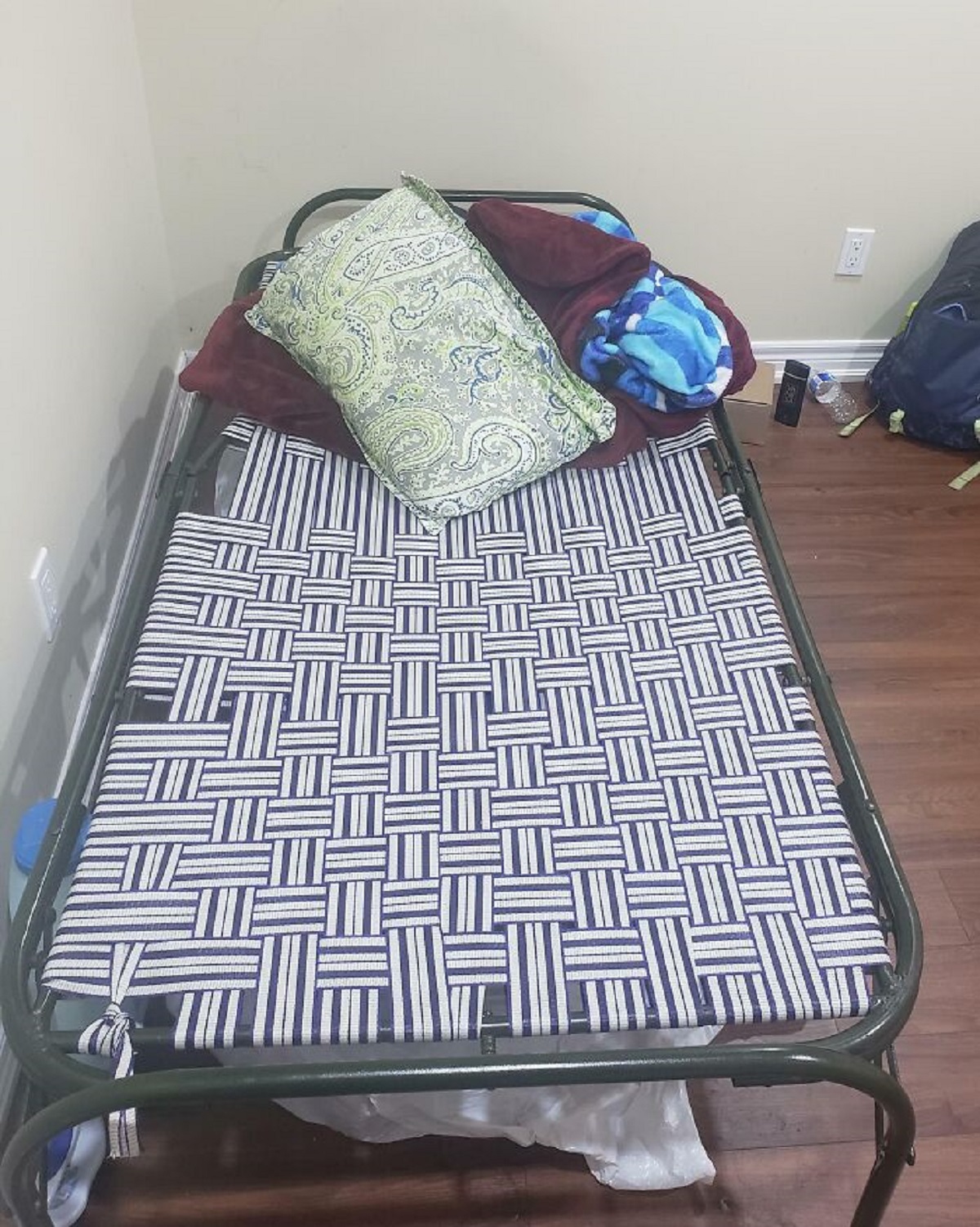 My Landlord Took Away The Bed And Mattress That Were Provided In The "Furnished" Rental And Replaced It With This Thing Which Is Really Hard To Sleep On