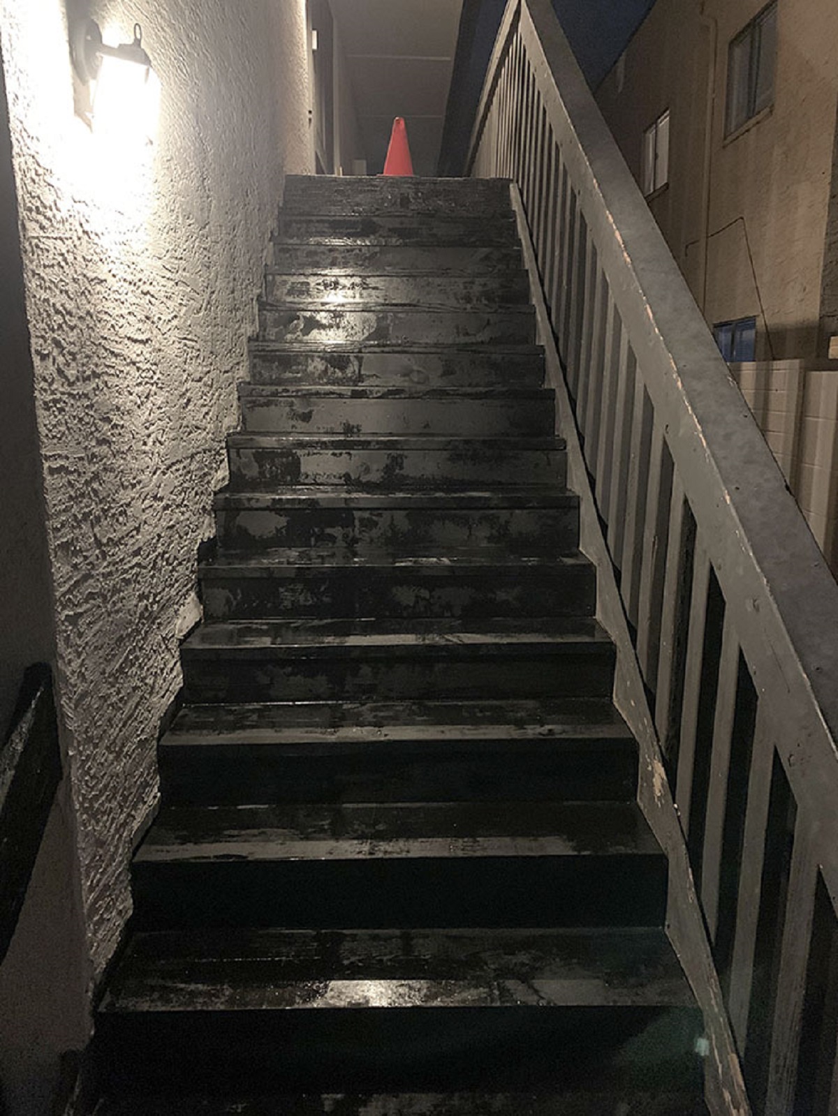 I Came Back From Thanksgiving To Find That My Landlord Had Revarnished/Painted The Stairs Up To My Apartment. They Are Still Wet, I Was Given No Notice, And There Is Only One Staircase