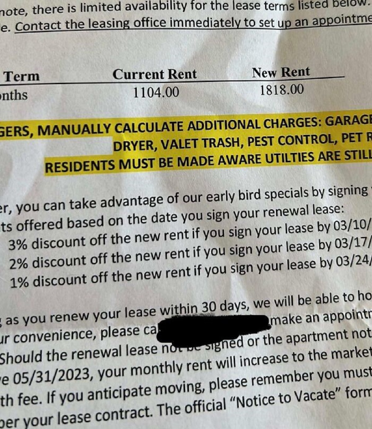 Got A Lease Renewal Notice For My Apartment. Hey, At Least There’s A 3% Discount If I Sign Early