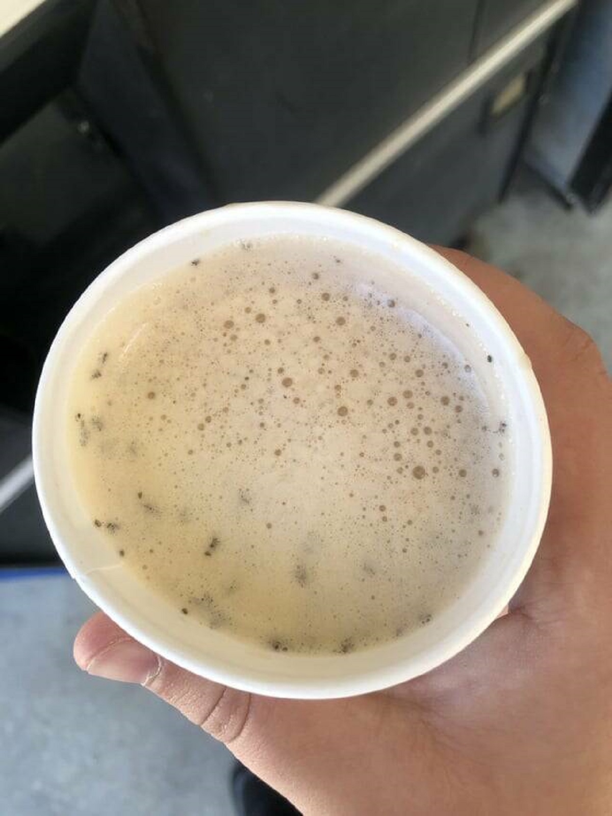 "Coffee dispenser gave me a coffee full of ants."