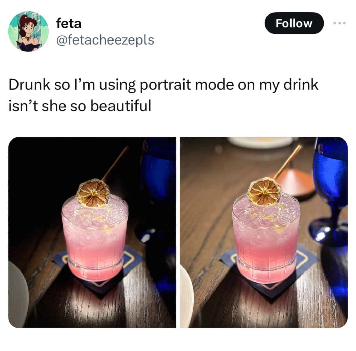 beer cocktail - feta Drunk so I'm using portrait mode on my my drink isn't she so beautiful 000