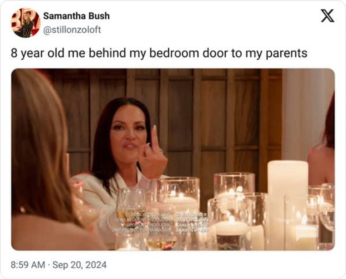 rehearsal dinner - Samantha Bush 8 year old me behind my bedroom door to my parents X