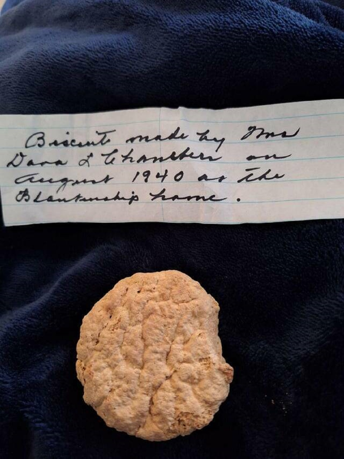 "Found an 84 year old biscuit in my Grandmother's freezer."