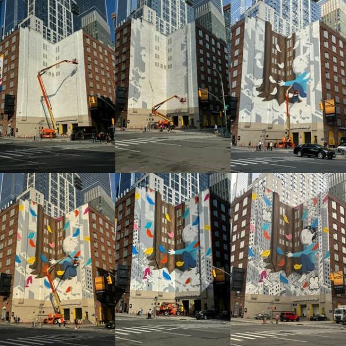 "It took them a week to paint a new Mural by Work. I took a picture each day I passed it."