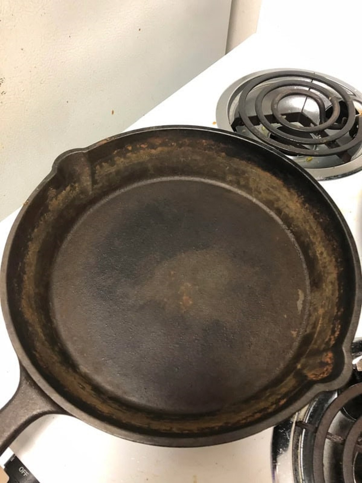 “My roommate left my cast iron pan to “soak” for three consecutive days while I was out of town.”