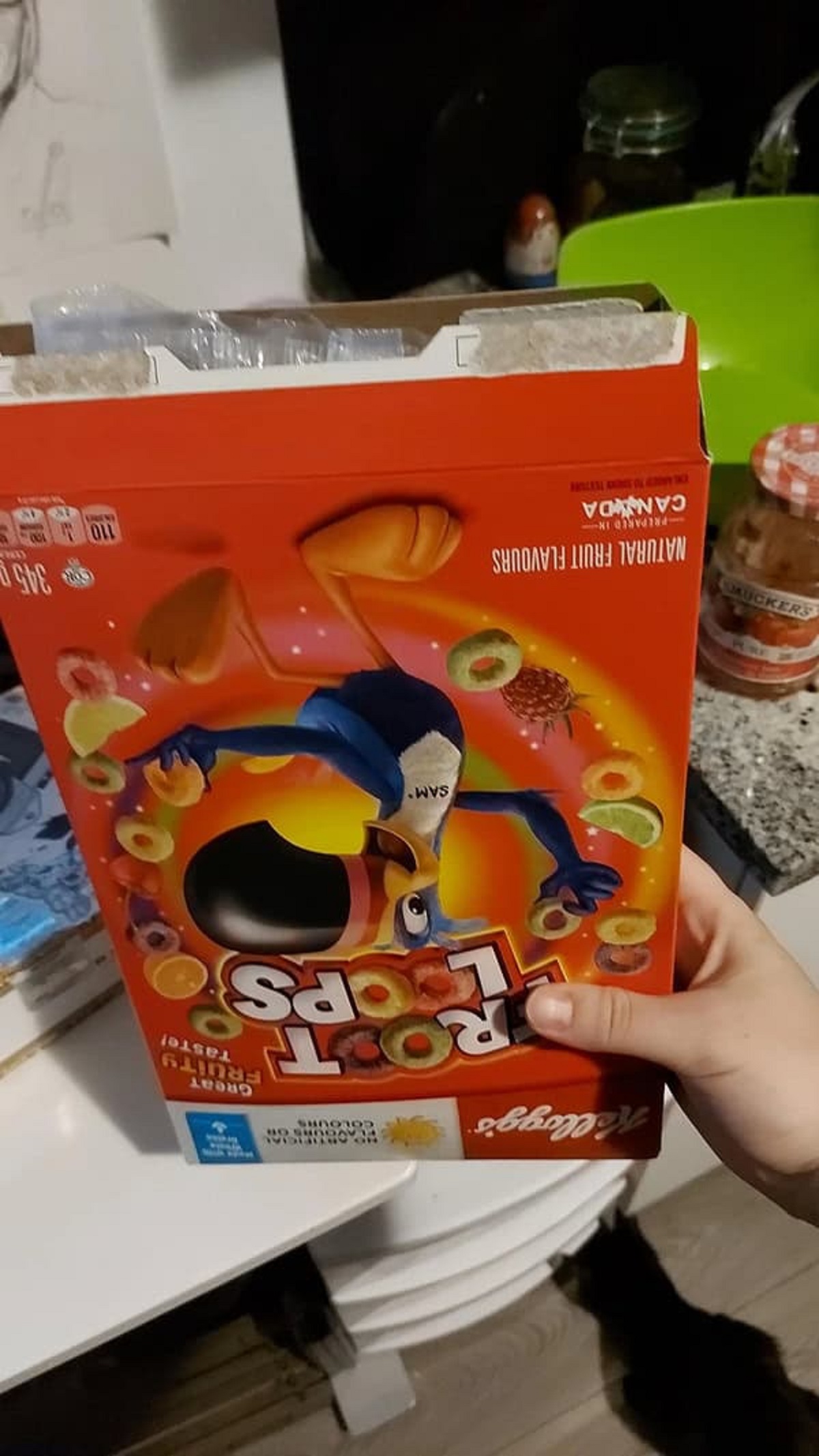 “I bought this box of froot loops and this is how my roommate opened it…”