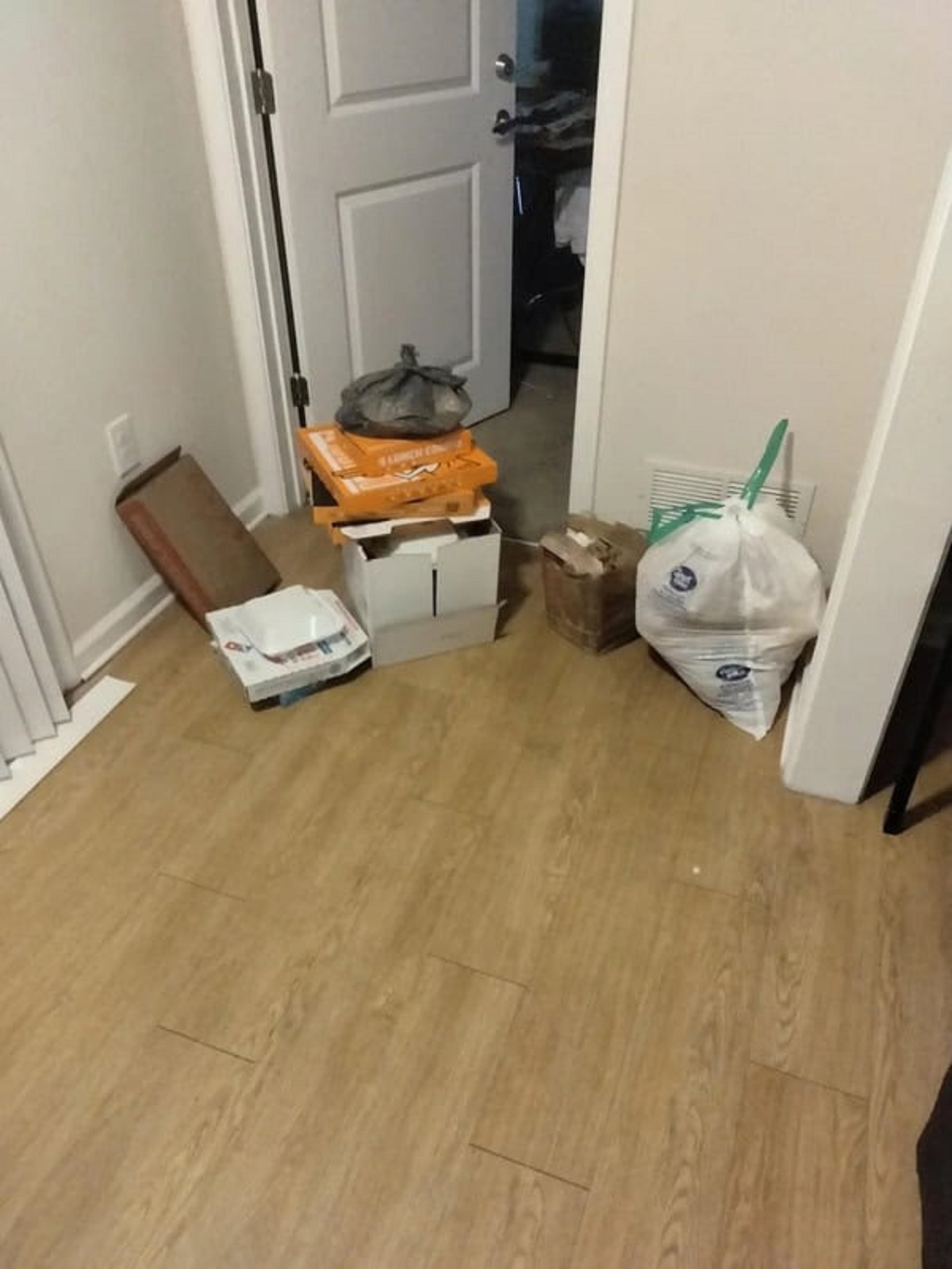 “dumping my roommates trash at the door to his door because HE WON’T FUCKING TAKE IT OUT”