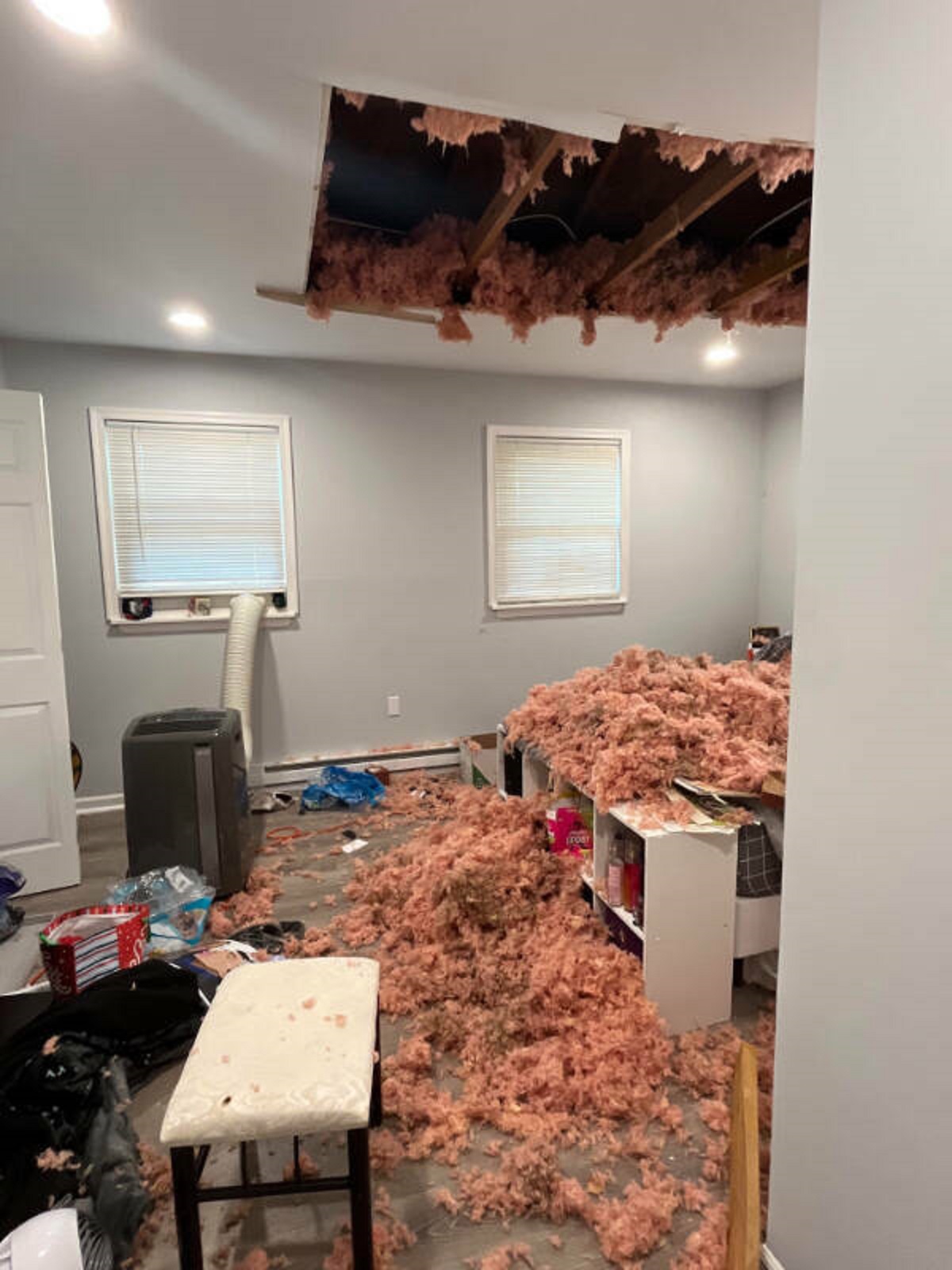 “Bedroom ceiling collapsed.”