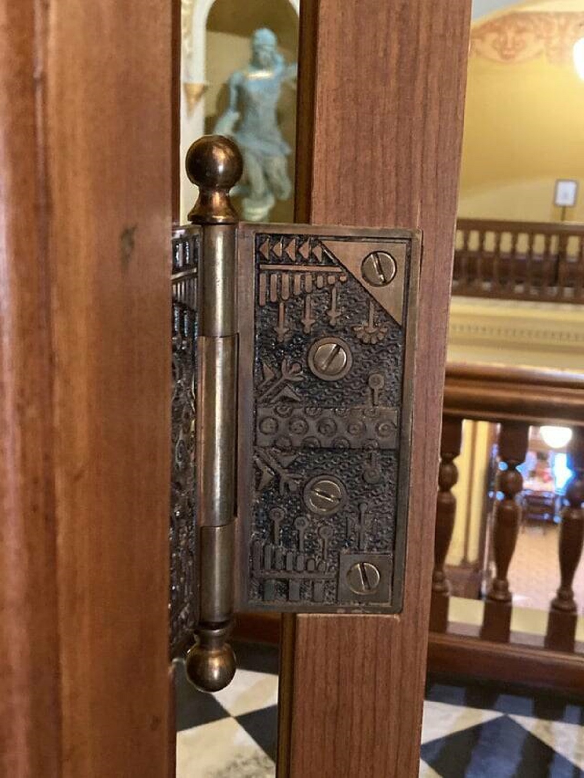 "The door hinges in the Wyoming State Capitol"