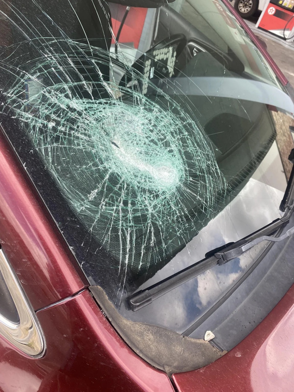 “Someone threw a brick off an overpass. I was the lucky winner.”