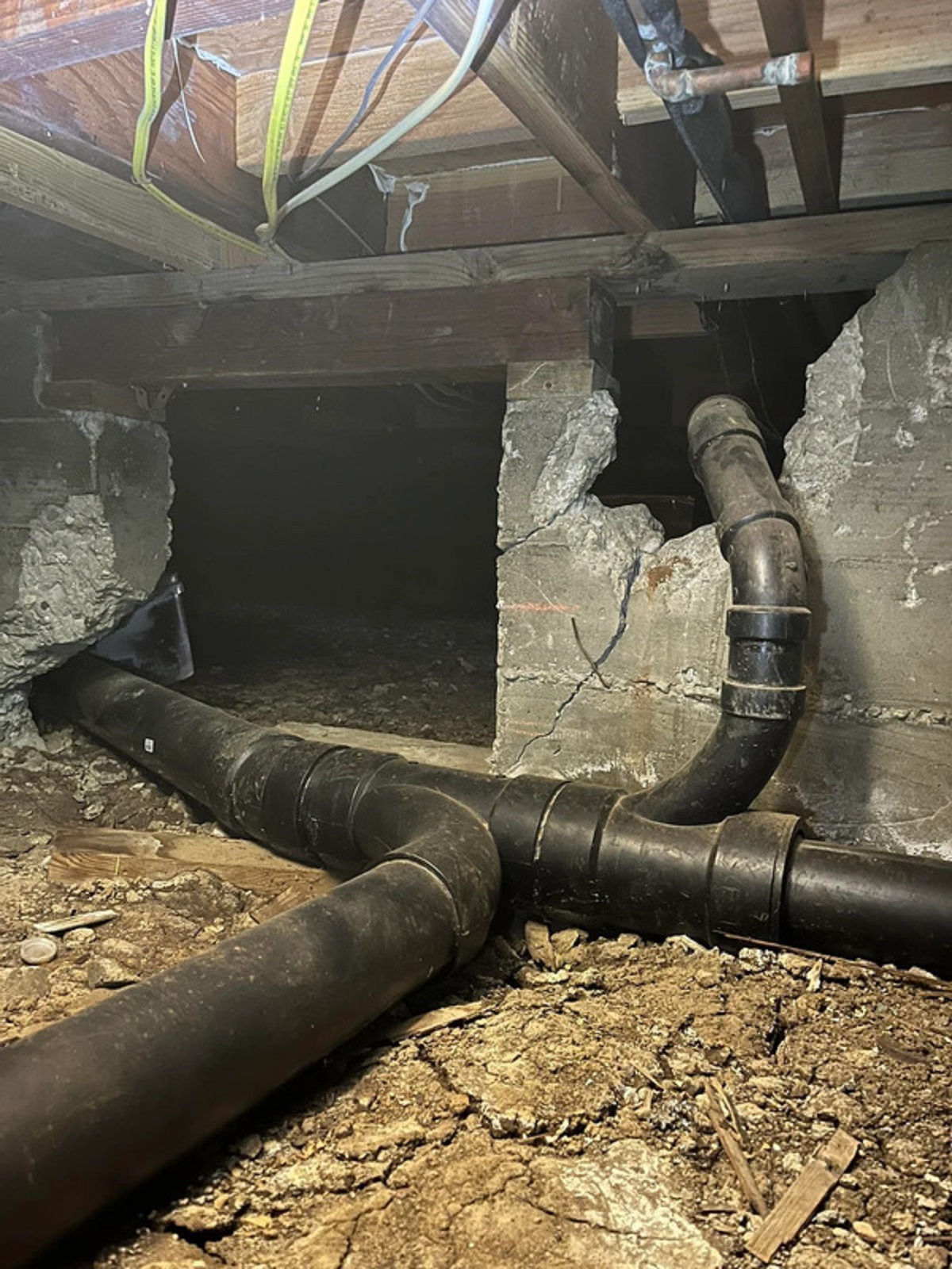 “Plumbers broke through this foundation to add pipes, compromising the structural support of the home.”