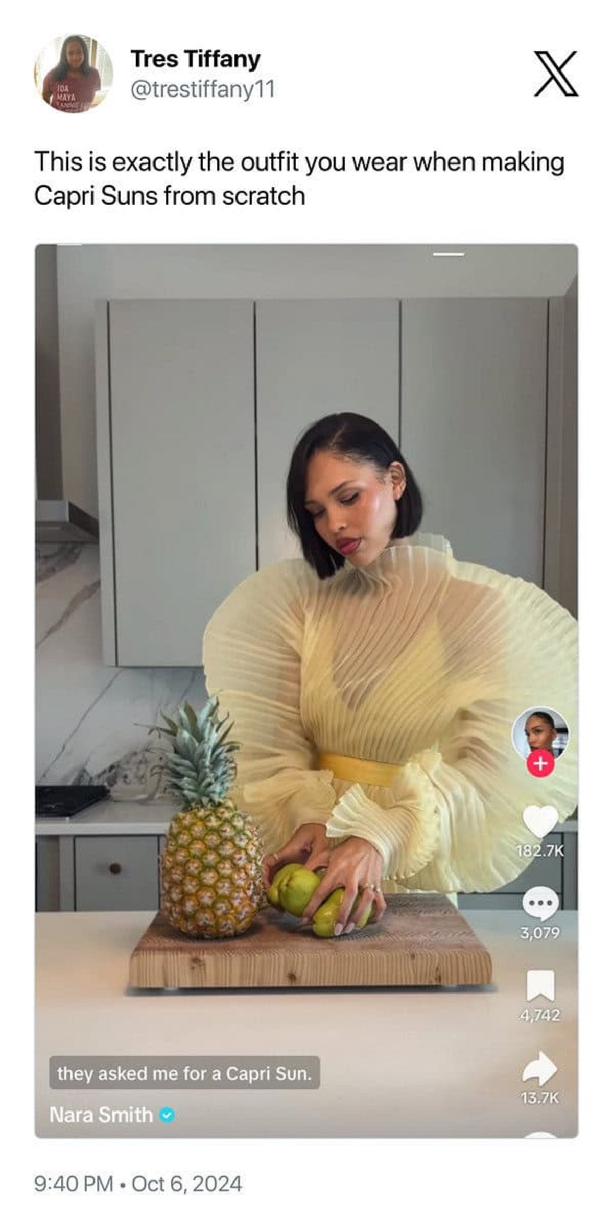 ananas - 10A Maya Fanne Tres Tiffany X This is exactly the outfit you wear when making Capri Suns from scratch 3,079 4,742 they asked me for a Capri Sun. Nara Smith