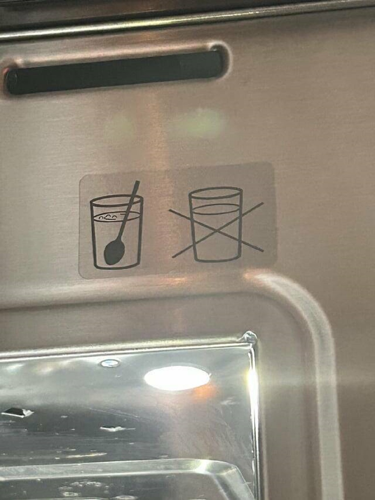 "This sticker on my microwave is telling me to leave the spoon in"