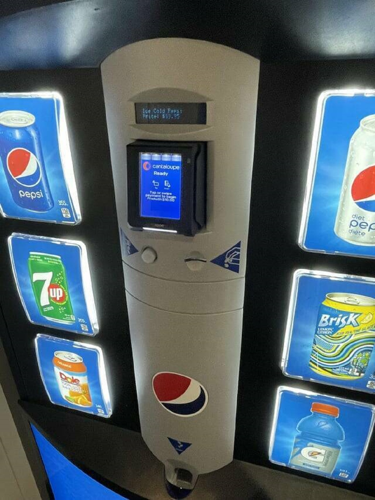 "This vending machine is selling cans of Pepsi for $73 USD each"