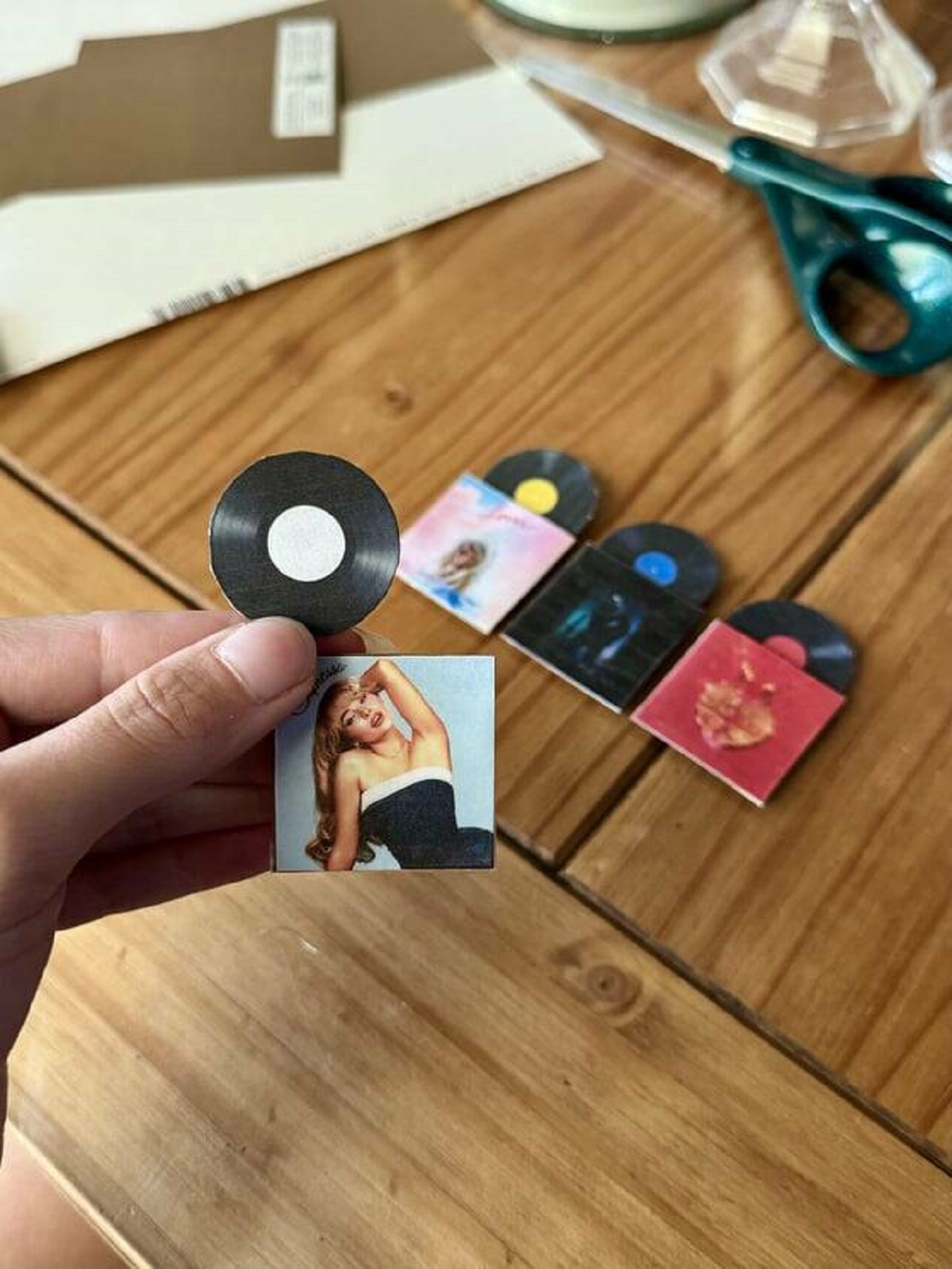 "I made tiny records for my daughter’s barbies."