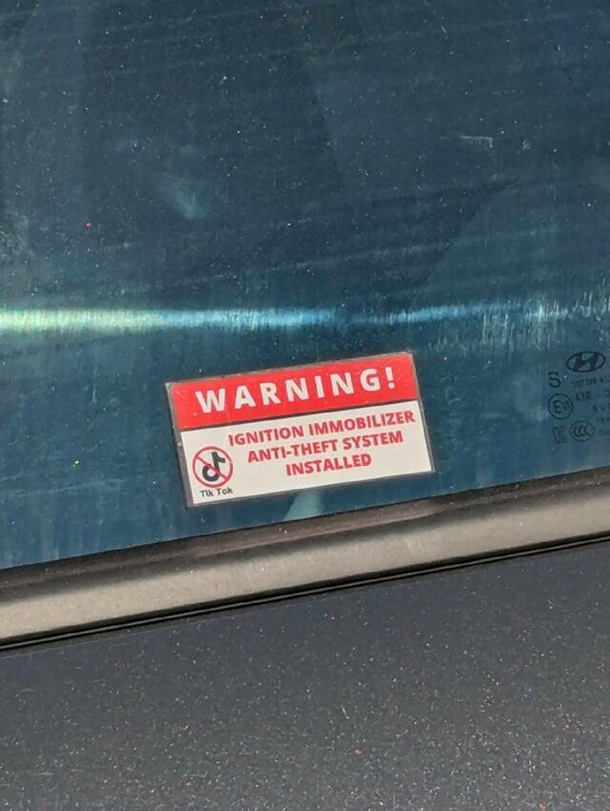 "The Hyundai parked next to me has anti-TikTok "don't steal me" stickers."