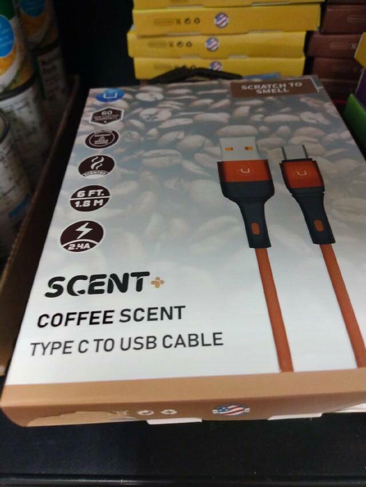 "Coffee scented USB cable"