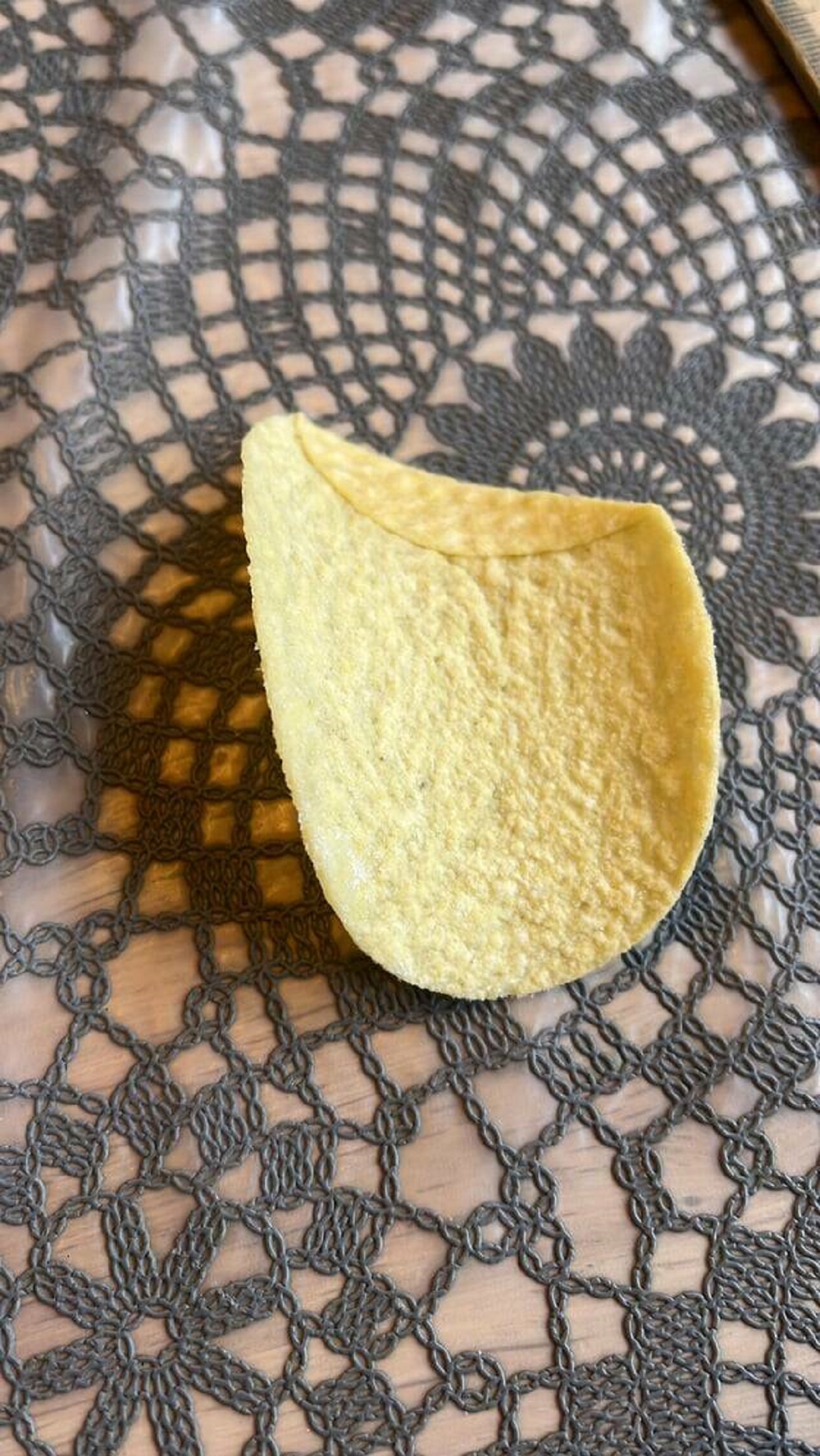 "I found the rare folded Pringle in my can!"