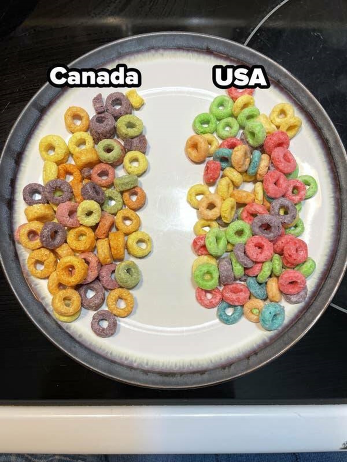 Speaking of which, American Froot Loops and Canadian Froot Loops are totally different colors: