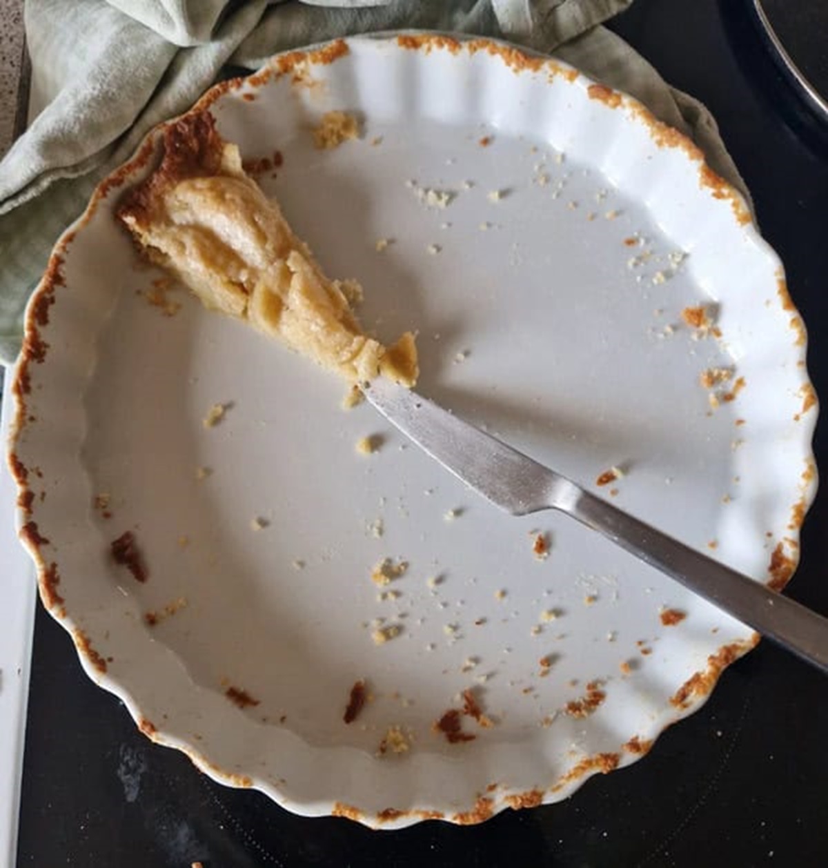 “Spent 2.5 hrs making a beautiful apple pie. This is what my husband and sons left me”