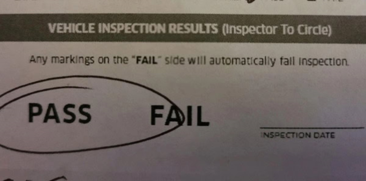 “Flunked my Uber inspection ’cause the Jiffy Lube dude can’t even draw a circle…”