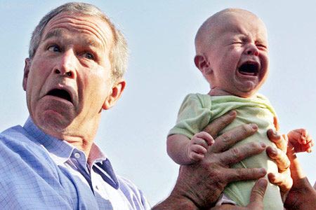 a picture of how mutch george bush hates babys