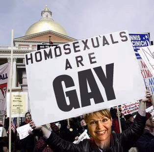 VP nominee Sarah Palin makes her stance on gay issues very clear ... kinda.