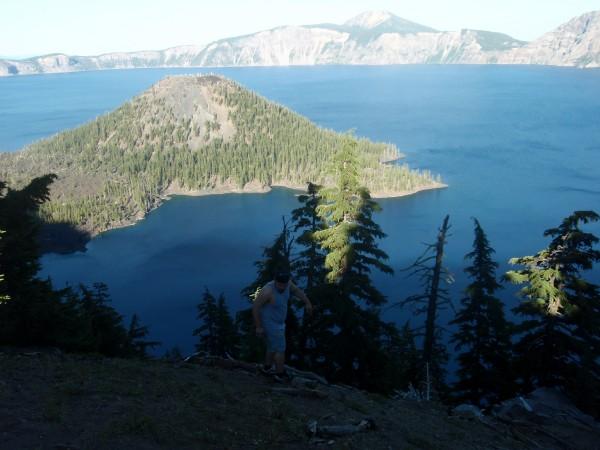 A close up of Crater Lake's Wizard Island taken in the summer of 2009.