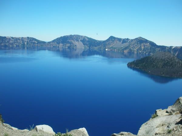 This is what Crater Lake's water really looks like. Its completely made up of rain water and is absolutely beautiful when you see it in person. Picture taken summer of 2009.