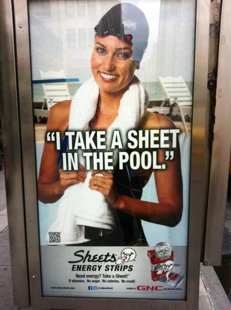 Advertisement for energy strips. Where would you take a sheet?