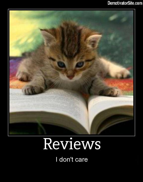 kitten reading a book - DemotivatorSite.com Reviews I don't care