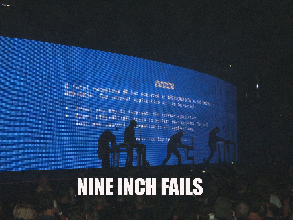 Nine inch nails concert sees blue screen of death