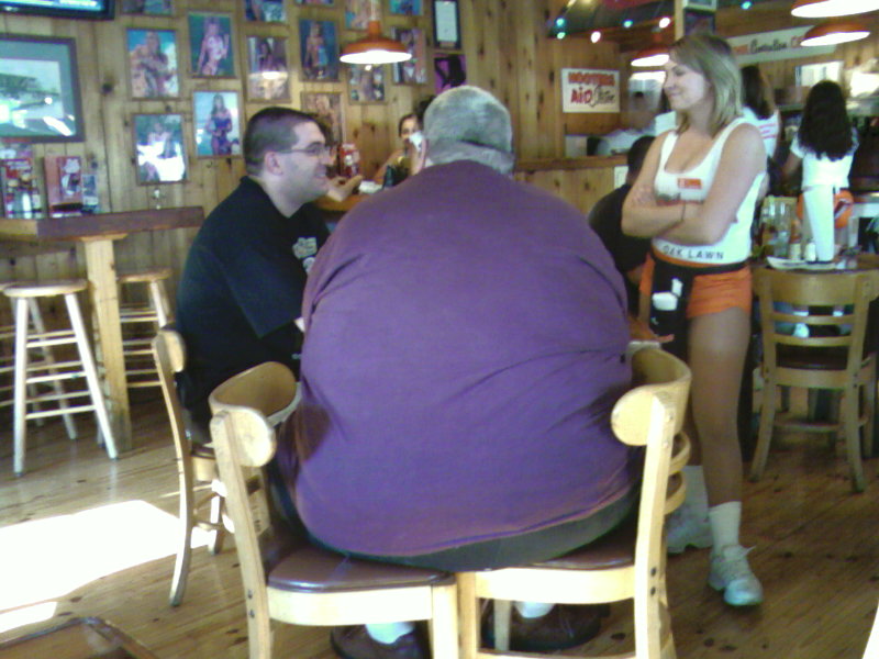 I saw this guy on a visit to Hooters! Looks like hes a regular haha