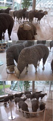 The materials from phones can make some very interesting pieces of art. Take for example these sheep made from phones. Everything from there heads to their hoofs are made from old telephone handsets!

