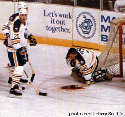 Clint Malarchuk gets his neck sliced open.