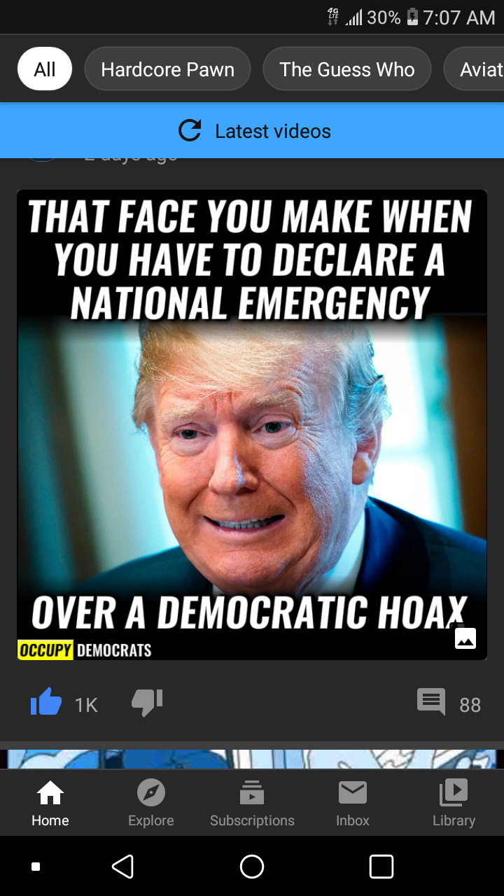 photo caption - 9.30% All Hardcore Pawn The Guess Who Aviat Latest videos That Face You Make When You Have To Declare A National Emergency Over A Democratic Hoax Occupy Democrats 1K 41 88 Home Explore Suc os Library