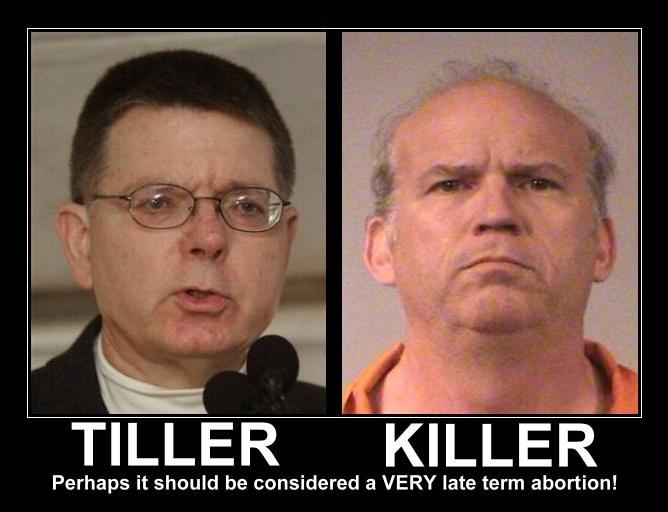 Dr. Tiller has aborted over 70,000 babies, and since 1985 he SPECIALIZED in late term abortions...killing viable children legally for 23 years.  Many thanks to Democratic Governor Kathleen Sebilius, WHO recieved thousands in donations from the "good doctor".
Murdered as he stood in church in Wichita, Kansas.

Who was the true criminal?