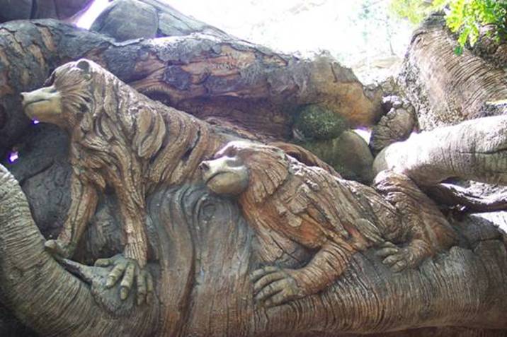 Carved tree in a jungle.