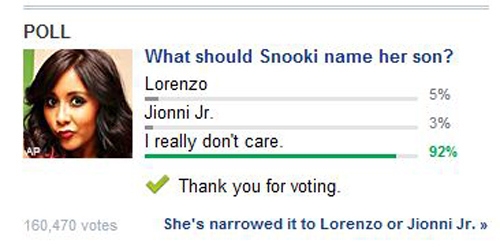 This poll about what Snooki should name her child