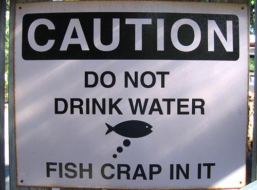 Caution do not drink water, fish crap in it.