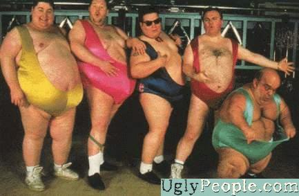 funny picture of some very ugly people wearing spandex