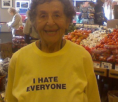 I guess her "World's Greatest Grandma" sweatshirt was in the hamper.