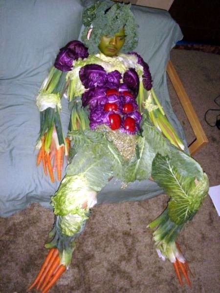 I can remember seeing his girlfriend, not as colorful though. She was dressed as a 'Lover's Salad' (you know, 'lettuce alone').