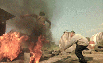 Shown in this little .gif is Tony Jaa a great action star. I greatly enjoyed the Ong-Bak movies, even with having to read subtitles for most of them. (Real fire, no CGI stunts in this one.)