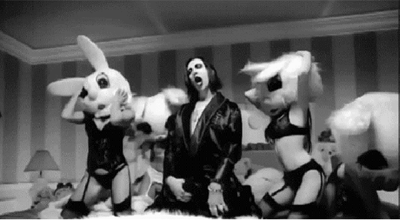It's Marilyn Manson's 'Tainted Love', of course ... and don't think I can offer any assurance that those are females in the panties and garter-belts, ha, ha.