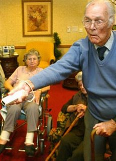 old people playing wii