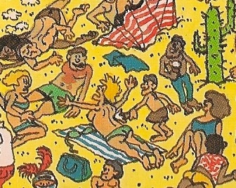 Topless Lady in "On the Beach," Where's Waldo