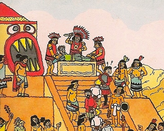 Aztec Human Sacrifice in "The Last Days of the Aztecs," Find Waldo Now