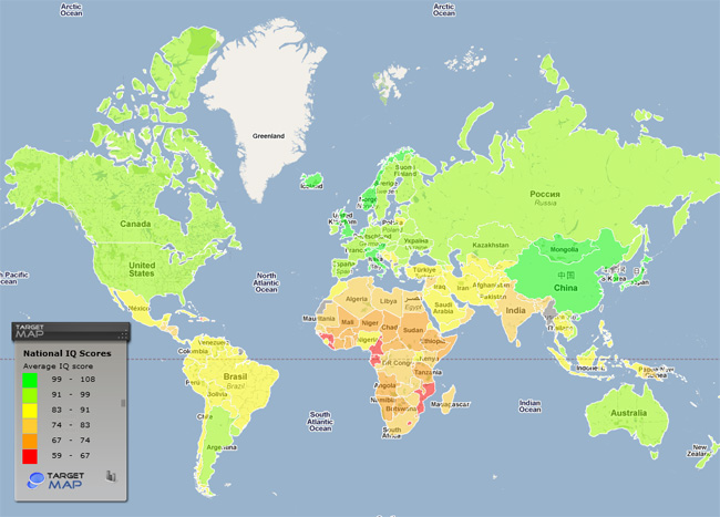 World Map of National IQ Scores
