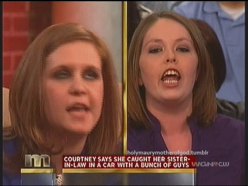 funny talk show gifs - holymaurymotherofgod.tumblr Courtney Says She Caught Her Sister InLaw In A Car With A Bunch Of Guys Wgn Cw